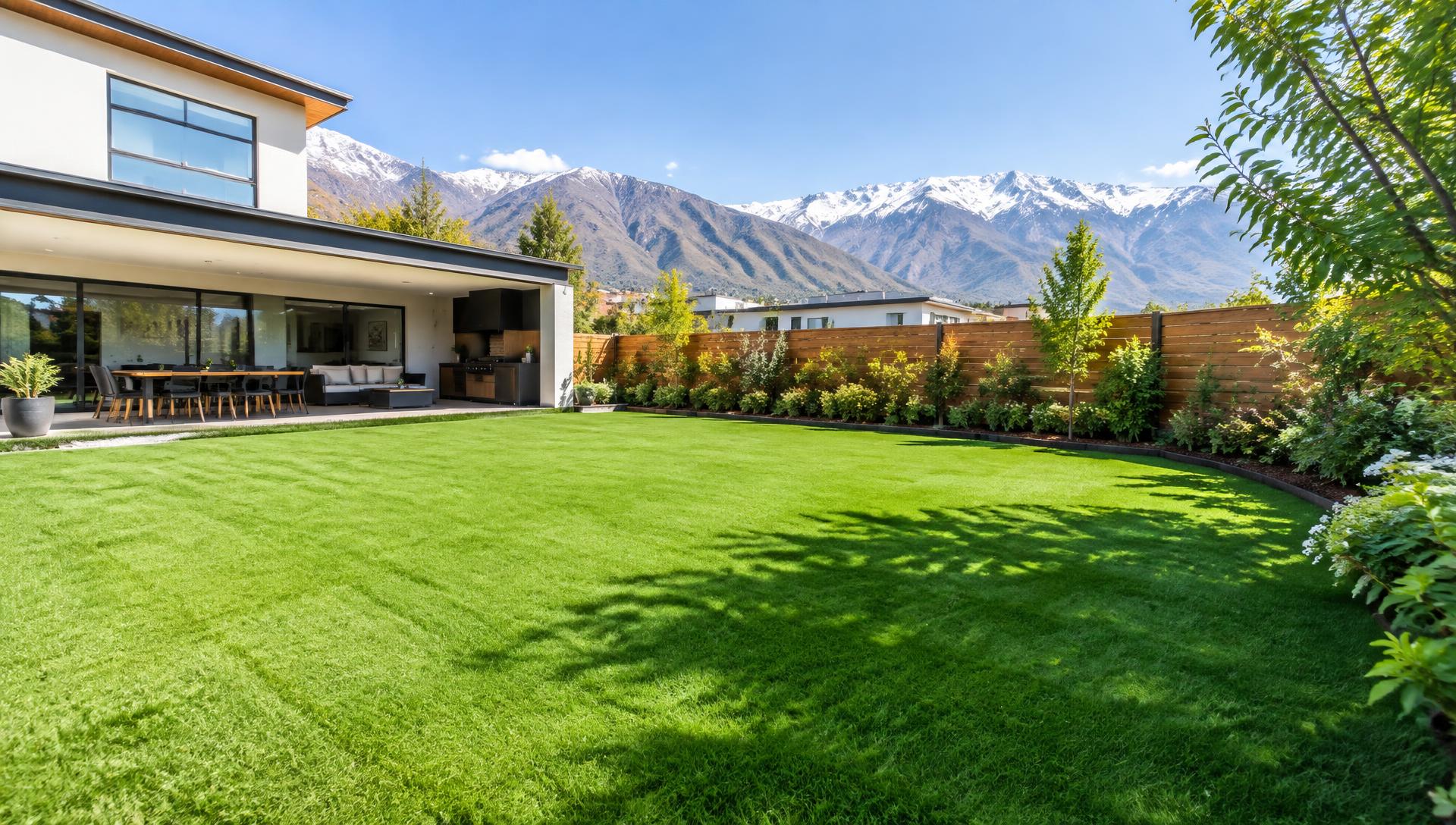 Jardín con pasto sintético en Chile